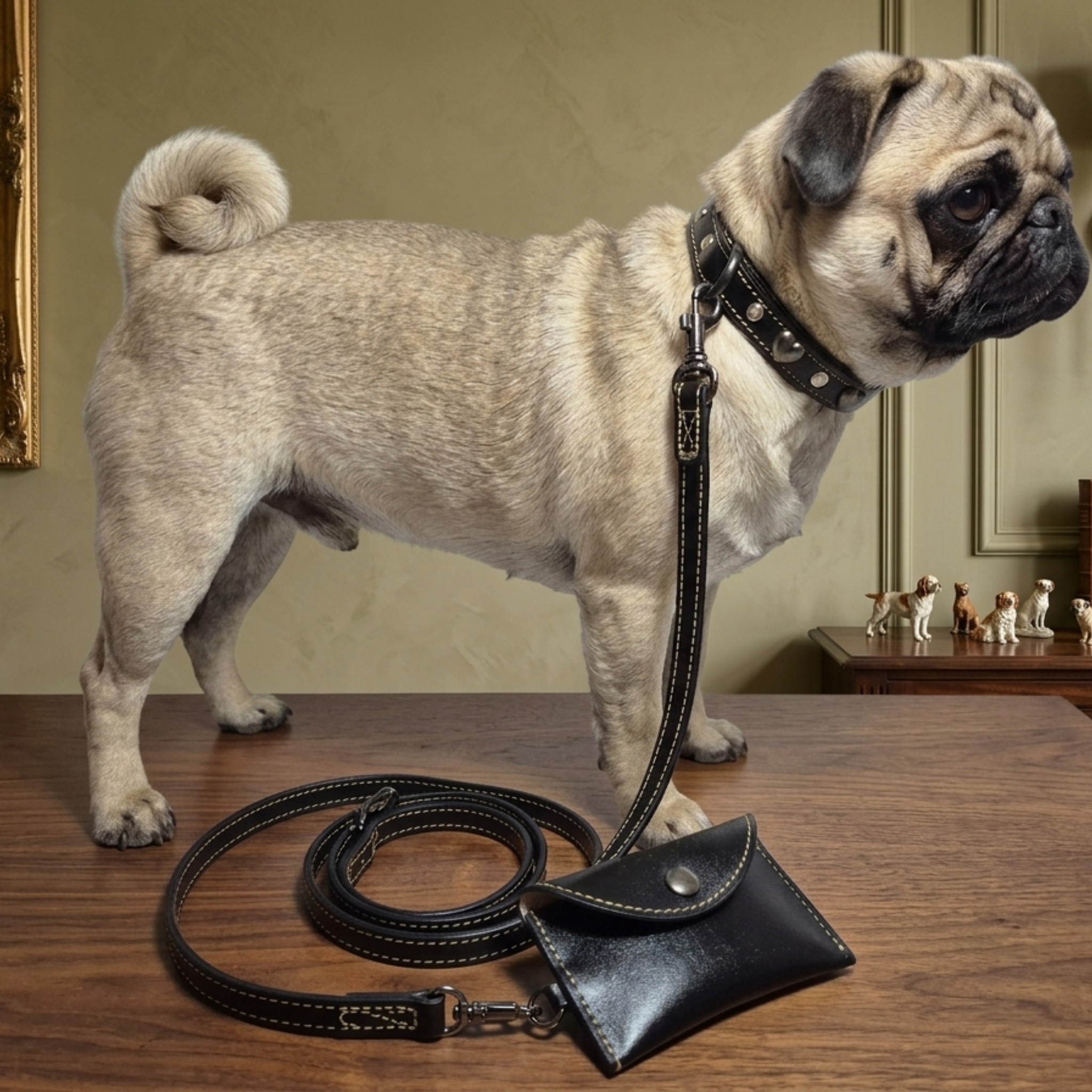 Set Collare con Cristalli e Guinzaglio in Pelle per Cani
